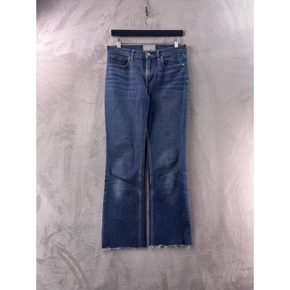 Everlane Jeans Womens Size 28x26 Blue‎ Cropped Flare Raw Hem Stretch Denim